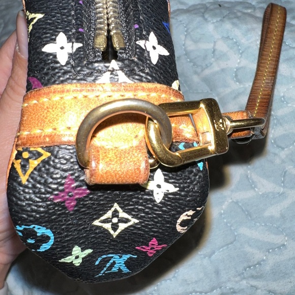 Authentic Louis Vuitton Multicolor Black Murakami Trousse Wapity Pouch & Strap - Picture 7 of 16